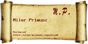 Miler Primusz névjegykártya